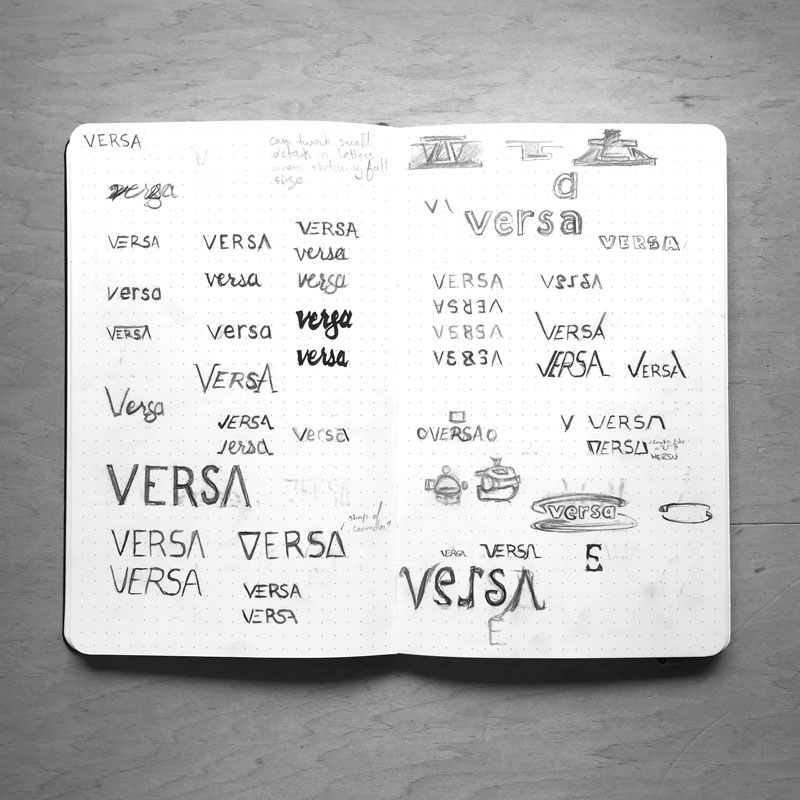 VERSA Logo Thumbnal Sketches VERSA Thumbnal Sketches